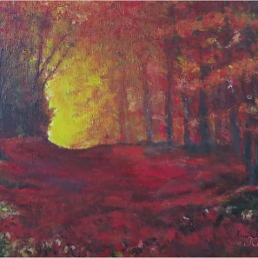 La forêt rouge – acrylique, 50×45 cm (2013)