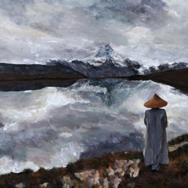The Monk at the mountain – acrylic, 50×40 cm (2013)