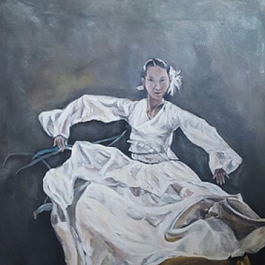 La danseuse en robe blanche – acrylique, 50×70 cm (2016)