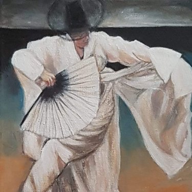 L’homme dansant à l’aube – acrylique., 25X30 cm (2020)
