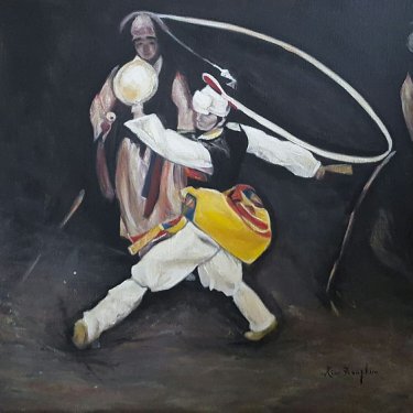 The White Ribbon Dancer – acrylic, 50×50 cm (2017)