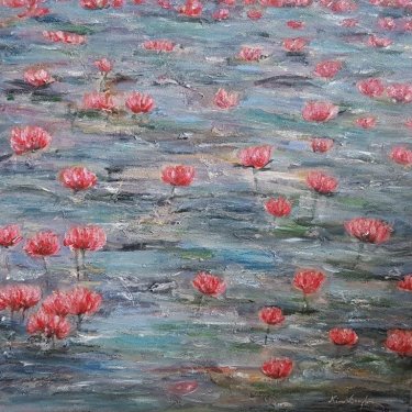 Les Fleurs de Lotus, acrylic, 50×50 cm (2019)