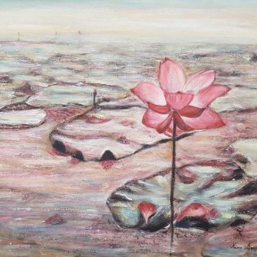 La fleur de lotus – acrylique, 55×45 cm (2019)