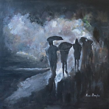Sous la pluie … – acrylique, 50×50 cm (2014)