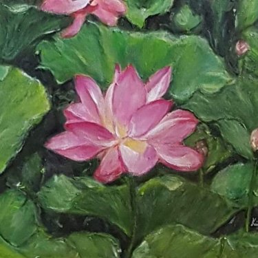 La fleur de lotus en plein éclosion – acrylique, 25X30 cm (2020)