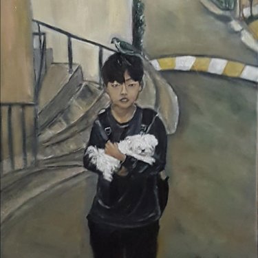 105 The little boy with his friends, acrylic, 50×70 cm (2017)