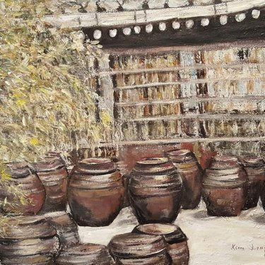 Jars in Kimchi in summer – acrylic, 50×40 cm (2016)