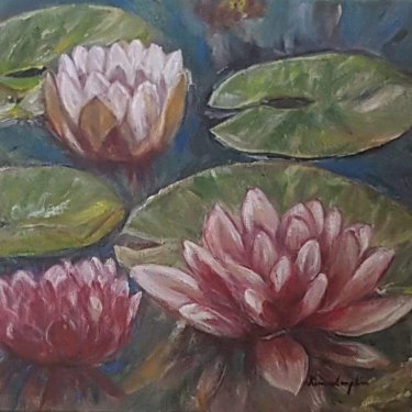 Fleur de lotus – acrylique, 40×40 cm (2019)