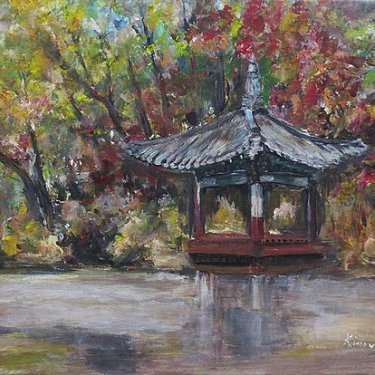 Jardin secret en automne – acrylique, 40×30 cm (2014)