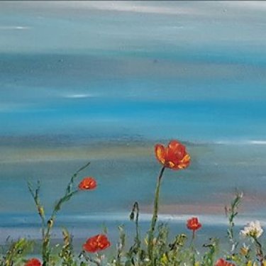 Les coquelicots à l’horizon – huile, 90×30 cm (2017)