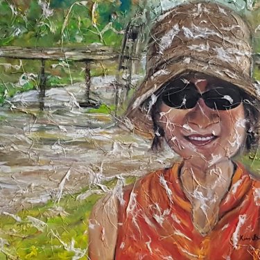 Kim at Pai, acrylic and Korean Hanji paper, acrylic, 47×37 cm (2019)