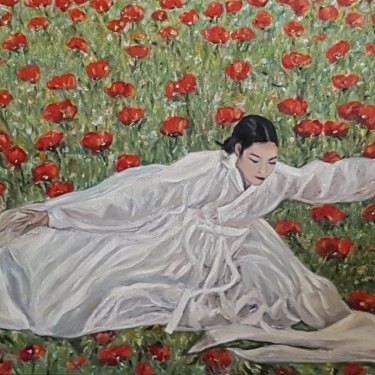 The dancer with poppies – oil, 70×50 cm (2017)