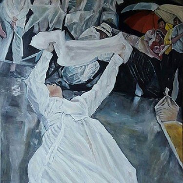 La danseuse sous la pluie – acrylique, 70×90 cm (2015)